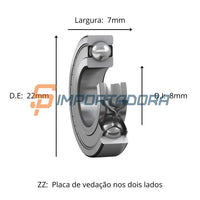 Kit Rolamentos para Skate/Patins SKF 608-2Z