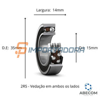 Rolamento Autocompensador de Esferas SKF 2202 E-2RS1TN9