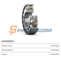 Rolamento Autocompensador de Esferas SKF 2308 EM