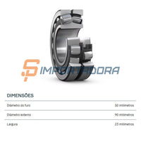 Rolamento Autocompensador de Rolos SKF 22210 EK/C3