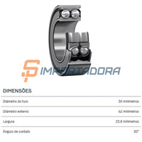 Rolamento de Esferas de Contato Angular SKF 3206 A-2Z
