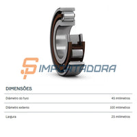 Rolamento de Rolo Cilíndrico SKF N 309 ECP