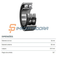 Rolamento Dupla Carreira Contato Angular SKF 3307 ATN9