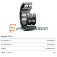 Rolamento Dupla Carreira Contato Angular SKF 3308 ATN9