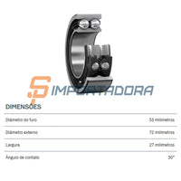 Rolamento Duplo de Contato Angular SKF 3207 ATN9/C3