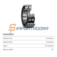 Rolamento Duplo de Contato Angular SKF 3210 ATN9/C3