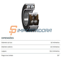 Rolamento Duplo de Contato Angular SKF 3212 A-2RS1TN9/MT33