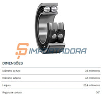 Rolamento Duplo Contato Angular SKF 3305 ATN9/C3