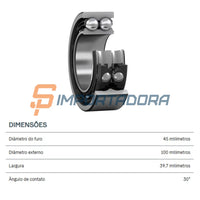 Rolamento Duplo de Contato Angular SKF 3309 ATN9/C3