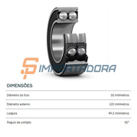 Rolamento Duplo Contato Angular SKF 3311 A-2RS1/C3MT33
