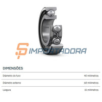 Rolamento Rígido de Esferas SKF 6008/C3