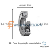 Rolamento Rígido de Esferas SKF 619/6-2Z