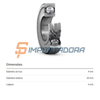 Rolamento Rígido de Esferas SKF 619/9-2Z