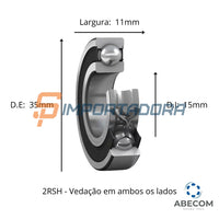 Rolamento Rígido de Esferas SKF 6202-2RSH