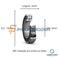 Rolamento Rígido de Esferas SKF 626-2RSH