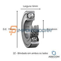 Rolamento Rígido de Esferas SKF 626-2Z