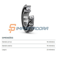 Rolamento Rígido de Esferas SKF 6308 NR