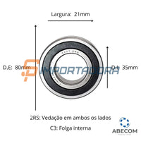 Rolamento Rígido de Esferas Timken 6307-2RSC3